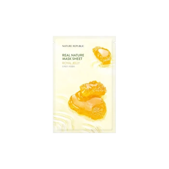 Moisturizing Soothing Face Mask Sheet Nature Republic Real Nature Royal Jelly Extract Cellulose Improve Wrinkles Clean Pore Collagen