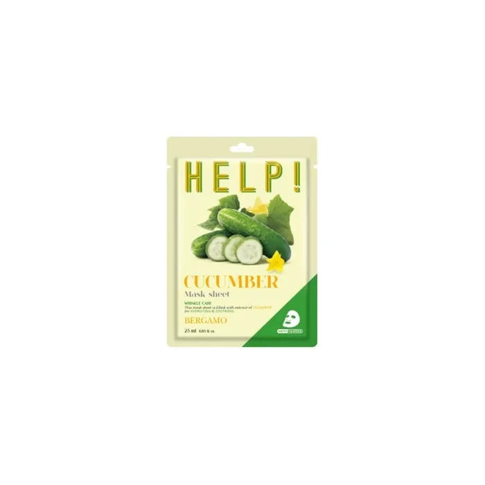 Bergamo Bergamo Help! Cucumber Mask Sheet 25 Ml - Smoothing Face Mask With Cucumber Extract