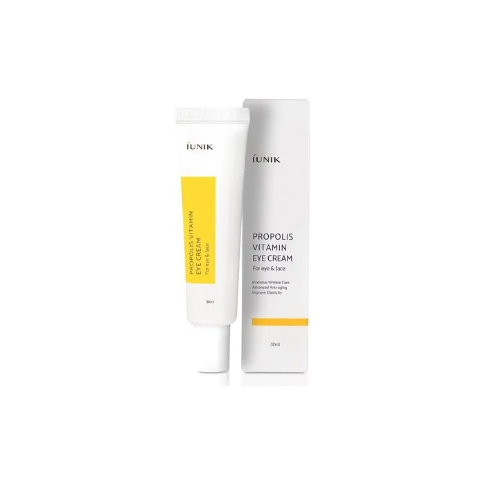 IUNIK Propolis Vitamin C Face & Eye Cream with Vegetable Oil and Idebenone 1.01 Fl Oz - 24 Hour Hydration for Sensitive Oily Acne-Prone Skin - Vegan