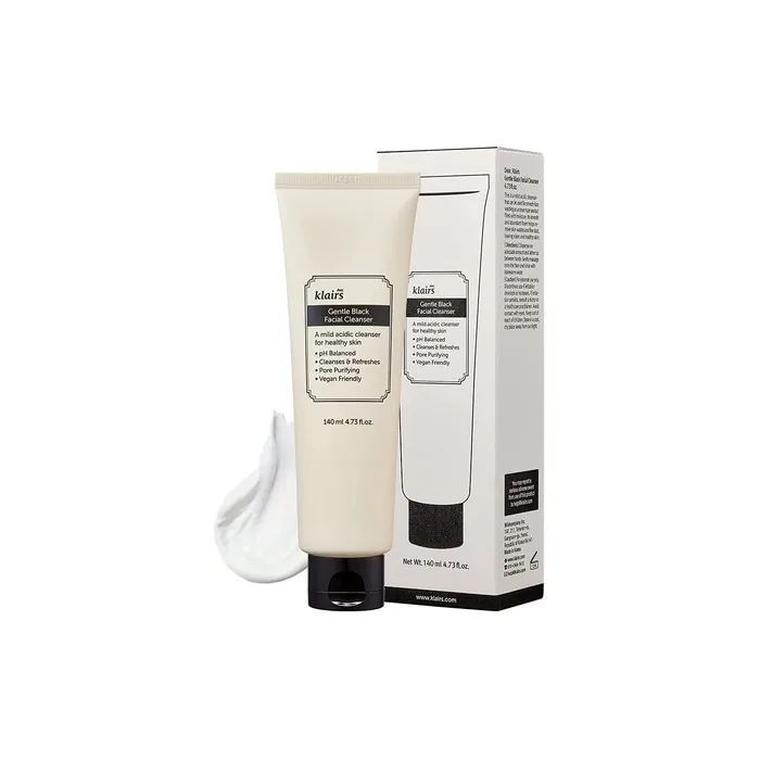 DearKlairs Gentle Black Facial Cleanser 4.73 Fl Oz - Vegan, Low pH, Hydrating, Fine Dust Removal