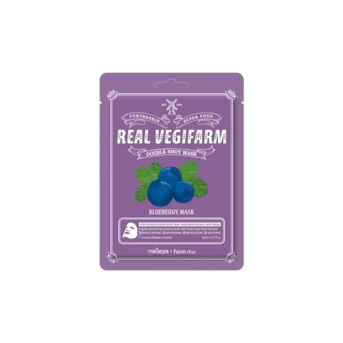 Fortheskin Super Food Real Vegifarm Double Shot Mask Blueberry