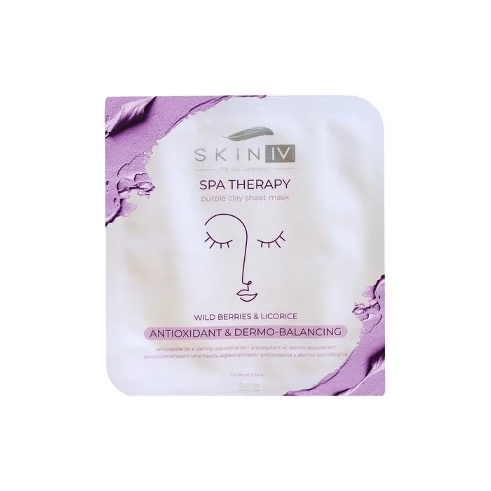 Skin IV Korean Skincare Antioxidant & Dermo-Balancing Purple Clay Face Sheet Mask 15g