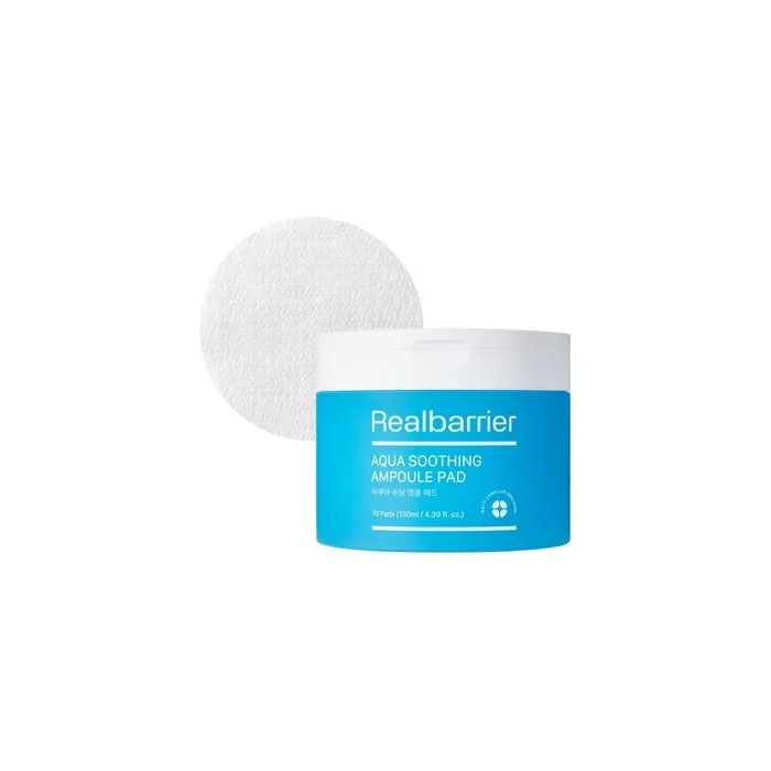 Real Barrier Aqua Soothing Ampoule Pad with Blue Tansy Oil - 70 Pads