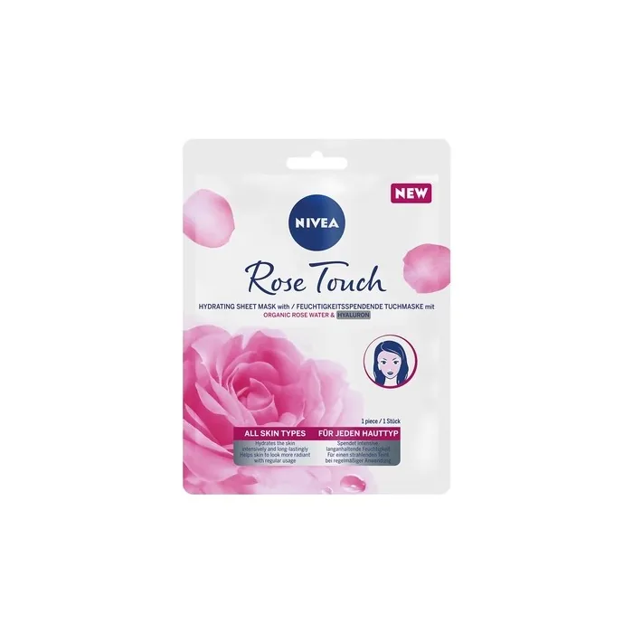 Nivea Rose Touch Hydrating Sheet Mask - Intensely Moisturizing Mask With Organic Rose Water For All Skin Types