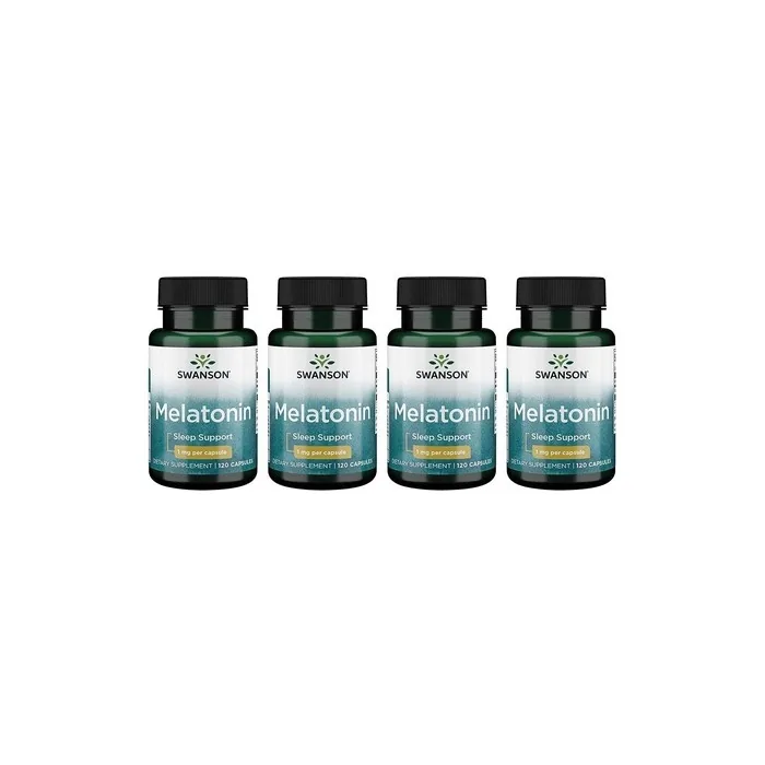Swanson Melatonin Herbal Supplement Promoting Relaxation and Sleep Support 120 Capsules 1mg - Pack of 4