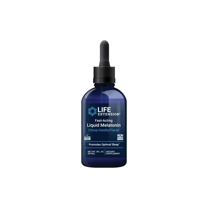 Life Extension Fast-Acting Liquid Melatonin Sleep & Cellular Health Support Supplement Citrus-Vanilla Flavor 2 fl.oz