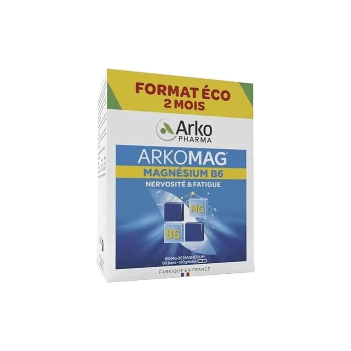 Arkopharma Arkomag Magnesium B6 Supplement for Magnesium Deficiency, Nervousness, and Fatigue