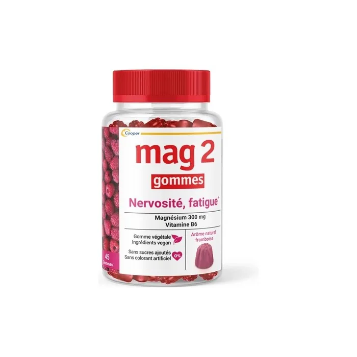 Mag 2 Raspberry Gums Magnesium and Vitamin B6 for Anti-Nervousness
