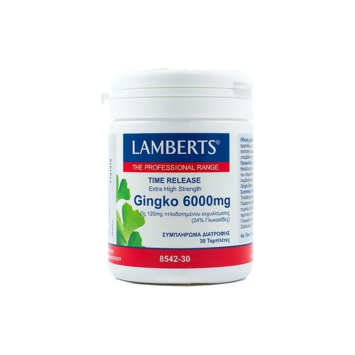 Lamberts Ginkgo Biloba Extract 6000mg Memory Enhancement Concentration Support Blood Circulation Improvement 30 Tablets
