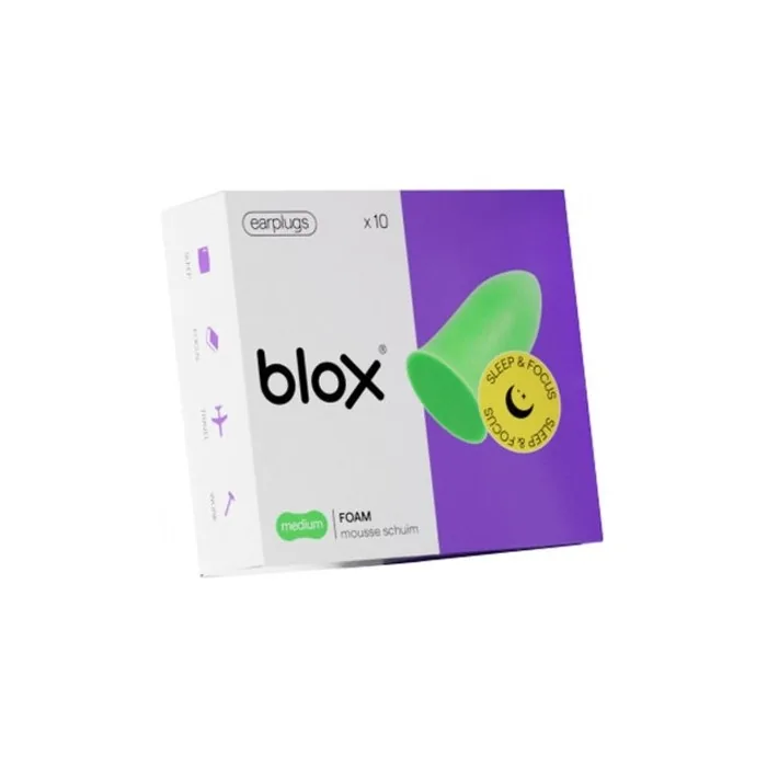 Blox Sleep & Focus Foam Earplugs Medium - Pack of 10