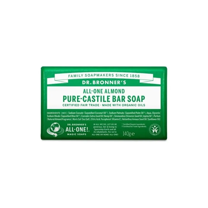 Dr Bronner's Almond Pure Castile Bar Soap 140g