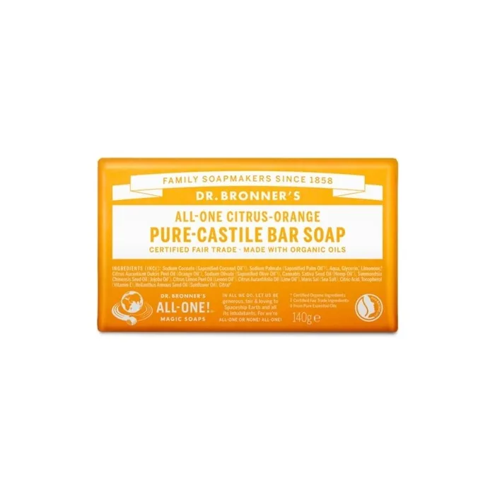 Dr Bronner's Citrus Orange Pure Castile Bar Soap 140g