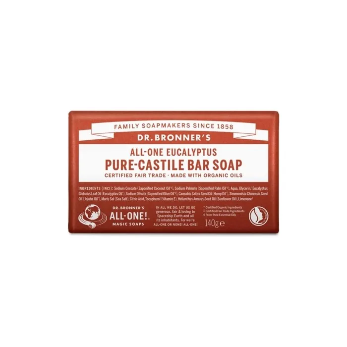 Dr Bronner's 3-in-1 Eucalyptus Pure Castile Bar Soap 140g