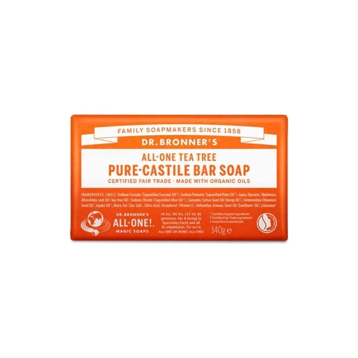 Dr Bronner's 3-in-1 Tea Tree Pure Castile Bar Soap 140g