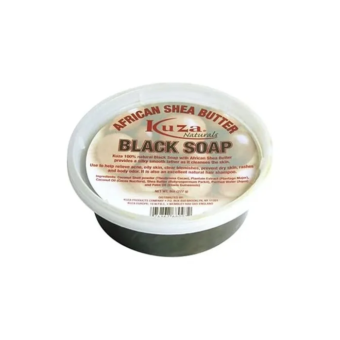 Kuza African Shea Butter Black Soap Body Cleanser and Moisturizer with Natural Herbal Conditioning Hair Shampoo