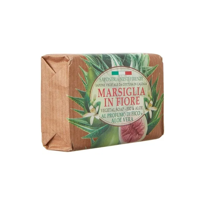Saponeria Nesti Firenze Marsiglia in Fiore Natural Soap Fig and Aloe Scent 4.4 Ounces (125gr) - Italian Import