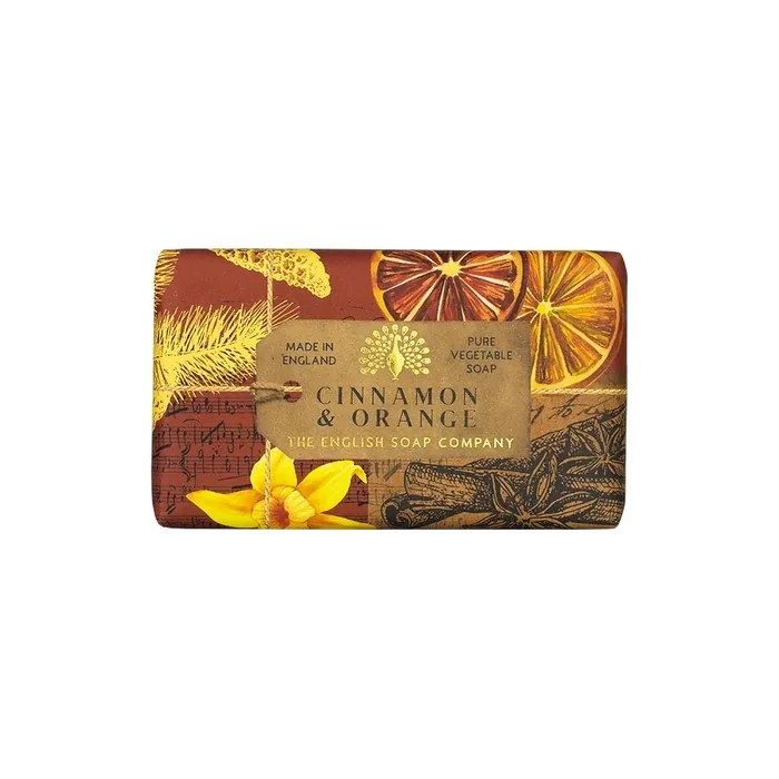 The English Soap Company Anniversary Wrapped Soap Bar Cinnamon Shea Butter Moisturising Soap 190g - Cinnamon & Orange Scent