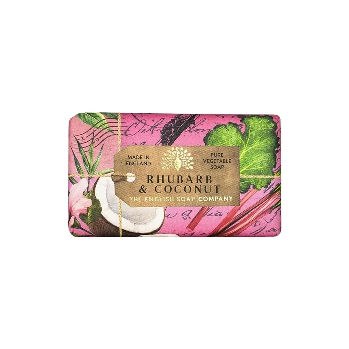 The English Soap Company Rhubarb & Coconut Anniversary Collection Wrapped Soap Bar 190g