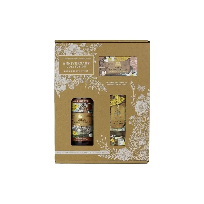 The English Soap Company Anniversary Hand and Body Gift Box Indian Sandalwood