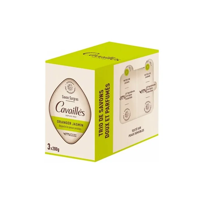 Cavailles Greasy Soap Orange Blossom Jasmine 200g - Pack of 3