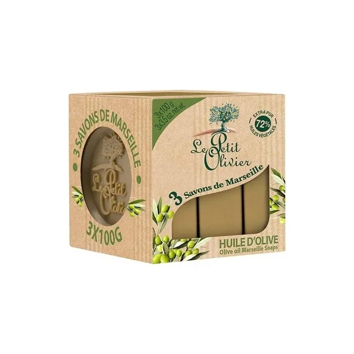 Le Petit Olivier Marseille Soap with Olive Oil 3 x 100g - Made in France