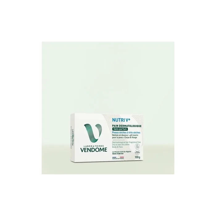 Nutri V+ Fragrance-Free Dermatological Bar for Body & Face - Gently Cleanses