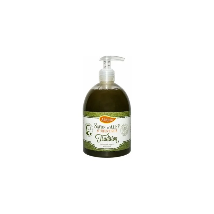 Alepia Savon D'Alep Authentic Liquid Soap with Laurel Berry Oil and Dispenser