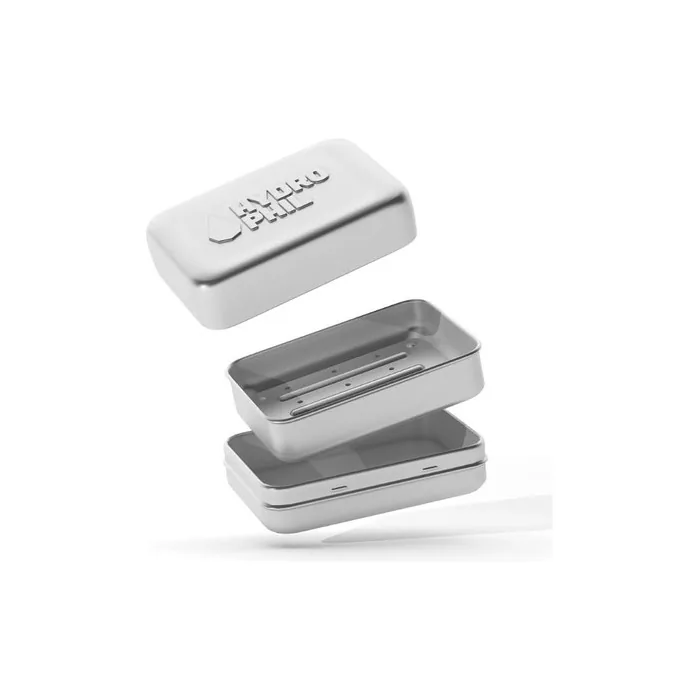 Hydrophil Aluminium Soap Box with Draining Rack - Silver, 10 x 6.5 x 3.5 cm