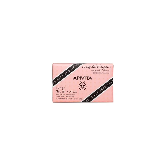 Apivita Natural Soap With Rose And Black Pepper 125g