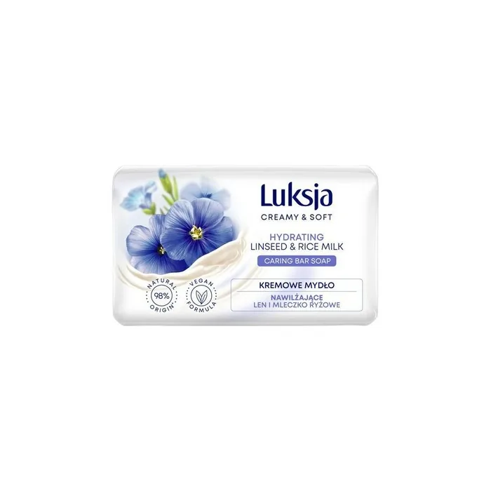 LUKSJA Creamy Bar Soap with Linseed and Rice Milk 90g