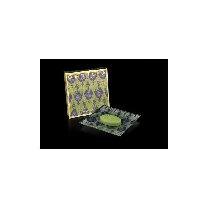 Ortigia Bergamot Glass Plate + Soap 40g