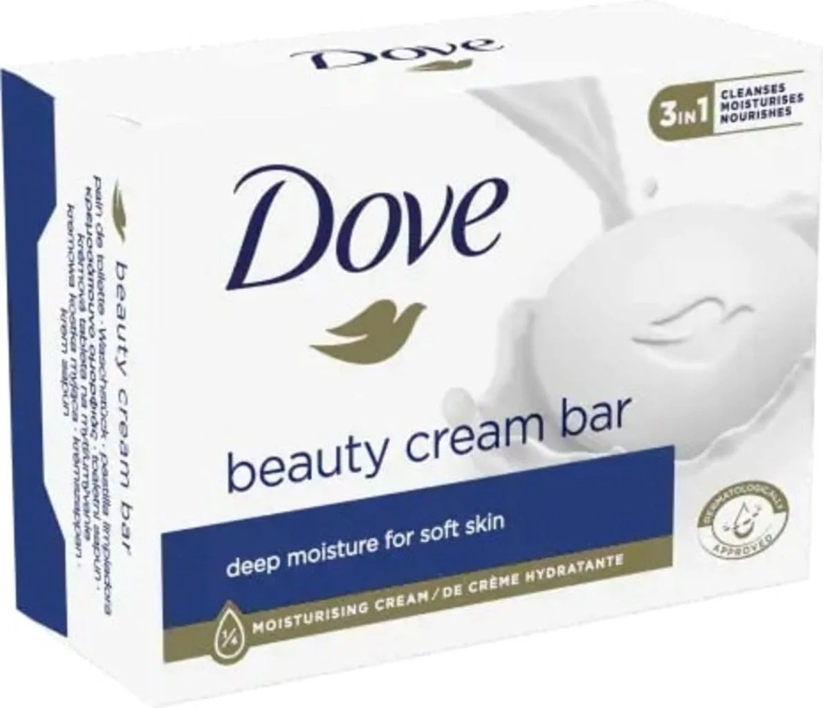 Dove Multicolor Dermatologically Approved 1/4 Moisturizing Cream Bar Soap 90g