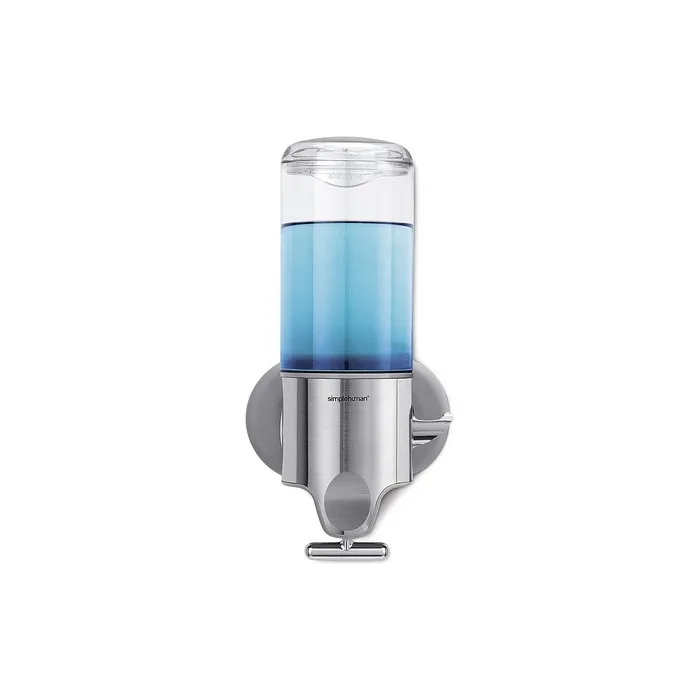 simplehuman BT1034 444ml Single Wall Mounted Soap Dispenser Pump for Soap Shampoo Conditioner Shower Gel - Brushed Stainless Steel