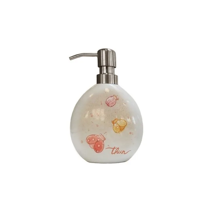 THUN Ceramic Liquid Soap Dispenser with Ladybug Design - Single Piece