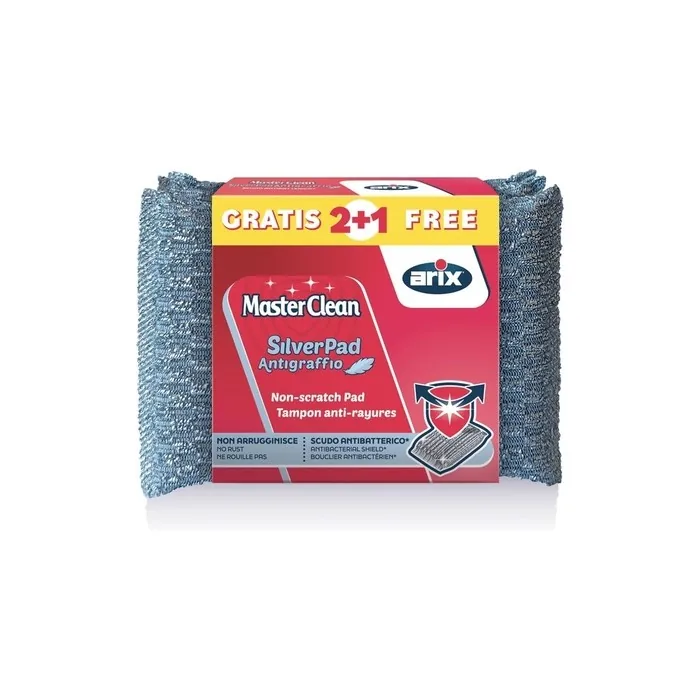 Arix MasterClean Silver Scratch-Resistant Sponges 3 Pack