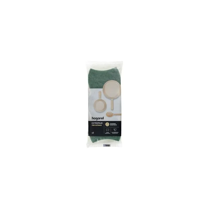 Hogarel Green Fiber Sponge Scrubber 3 Units