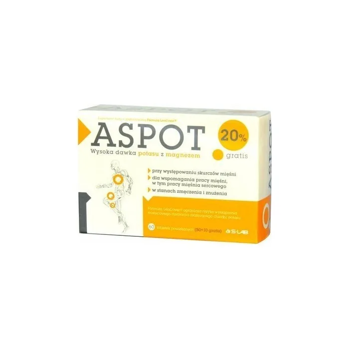 ASPOT Magnesium Potassium Nervous System Stress Blood Pressure Muscles 60 Tablets