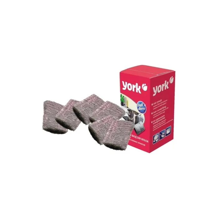 York Steel Sponge for Stubborn Stains High Performance Scrub Sponge Pot Scraper for Kitchen Sink Bowl Grill Sponge with Soap Extra Fine Stainless Steel Wool