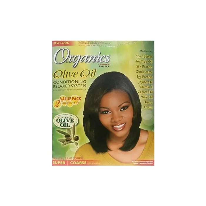 Africa's Best Organics Olive Oil Relaxer and Smoothing Cream Super/Coarse - 2 Complete Kits