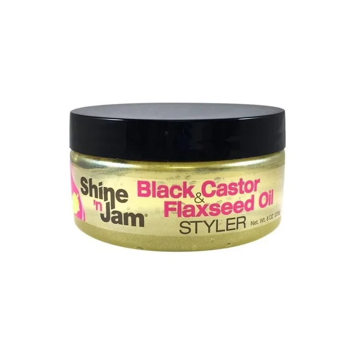 Ampro Shine N Jam Black Castor & Flaxseed Oil Styler 8oz 226g