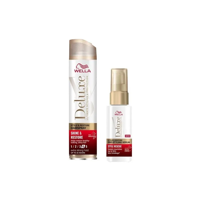 Wella Deluxe Duo Style Rescue Pre-Styling Serum and Dream Smooth & Shine and Repair Hairspray