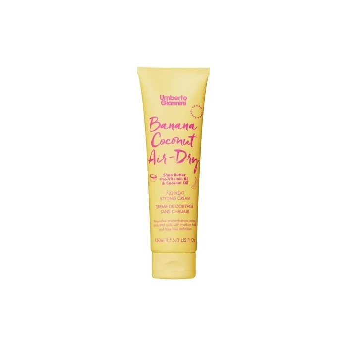 Umberto Giannini Banana Coconut Air Dry Cream 150ml - Curl Cream with Added Heat Protection Up to 230c