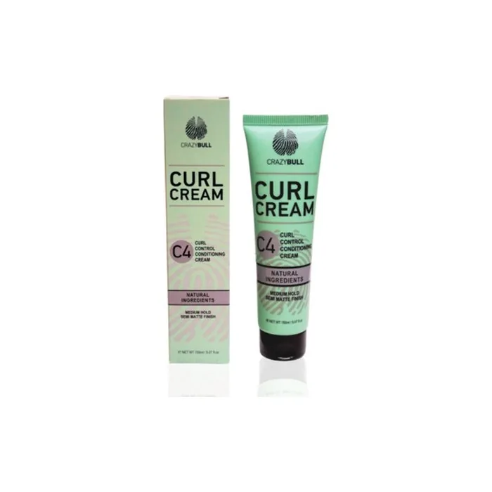Crazy Bull C4 Curl Control Conditioning Cream 150ml - Medium Hold with Apricot and Citrus Scent
