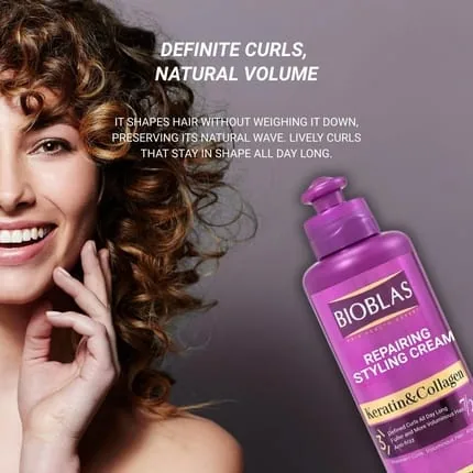 Bioblas Repairing Styling Cream with Keratin & Collagen for Defined Curls