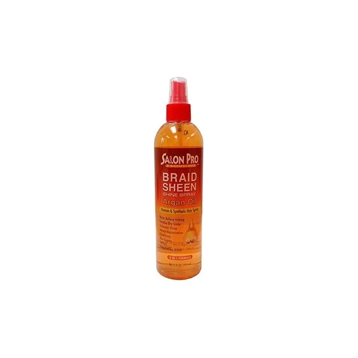 Salon Pro Braid Sheen Shine Spray 8 in 1 Formula 12oz 355ml with Argan Oil