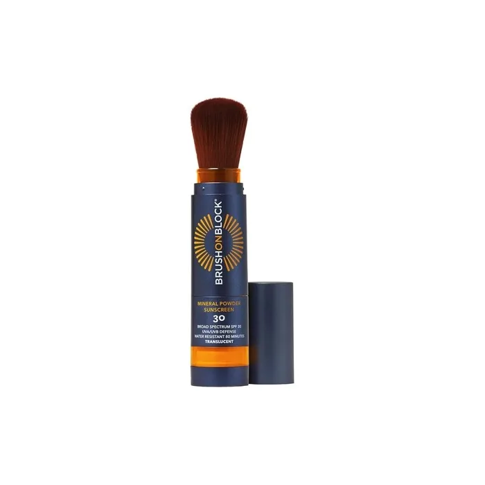 Brush On Block SPF 30 Mineral Powder Sunscreen Translucent Broad Spectrum Water Resistant Face Protection for All Skin Tones and Types Reef Friendly Made in USA