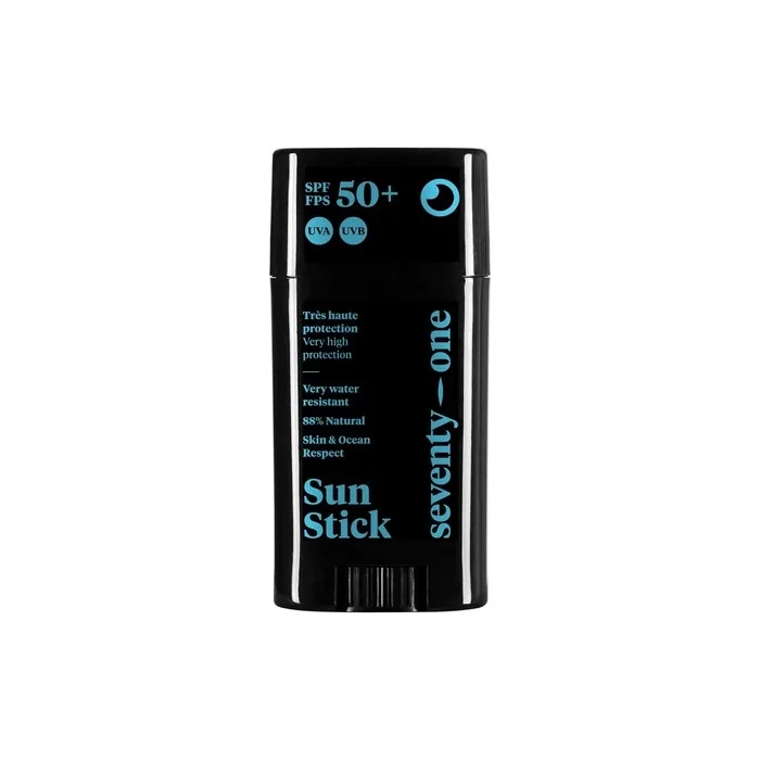 SeventyOne Percent The Ocean Blue Sun Stick SPF 50+ Vegan Face Sunscreen Very High Protection Water Resistant UVA 34 87% Natural Made in France 15g