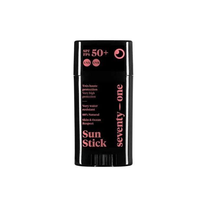 SeventyOne Percent The Sunset Sun Stick SPF 50+ Vegan Face Sun Stick Very High Protection Water Resistant UVA 34 89% Natural Made in France 15g