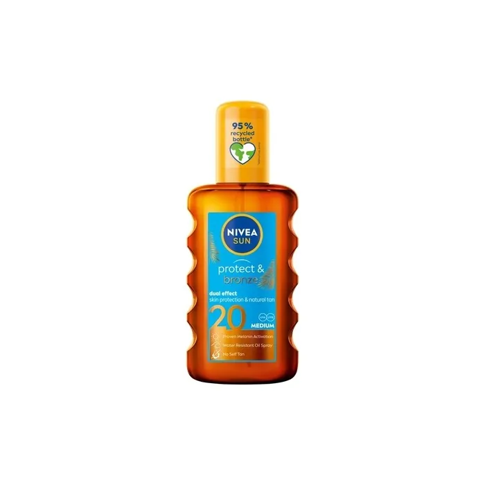 Nivea Sun Protect & Bronze Tanning Oil Spray Activating Natural Tan Spf20 200ml