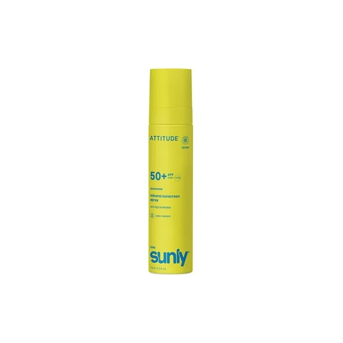 Attitude Kids Sunly Mineral Spray SPF 50 75g - Lightweight Unscented Sunscreen